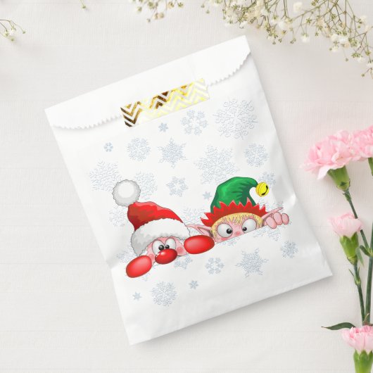 サンタと小妖精や小人かわいいおもしろいキャラクター覗き フェイバーバッグ (封をした状態)