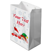 サンタと小妖精や小人かわいいおもしろいキャラクター覗き ミディアムペーパーバッグ (裏面アングル)