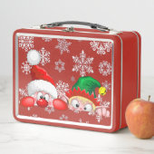 サンタと小妖精や小人かわいいおもしろいキャラクター覗き メタルランチボックス (インサイチュ)