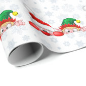 サンタと小妖精や小人かわいいおもしろいキャラクター覗き ラッピングペーパー (ロールコーナー)