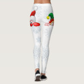 サンタと小妖精や小人かわいいおもしろいキャラクター覗き レギンス (裏面)