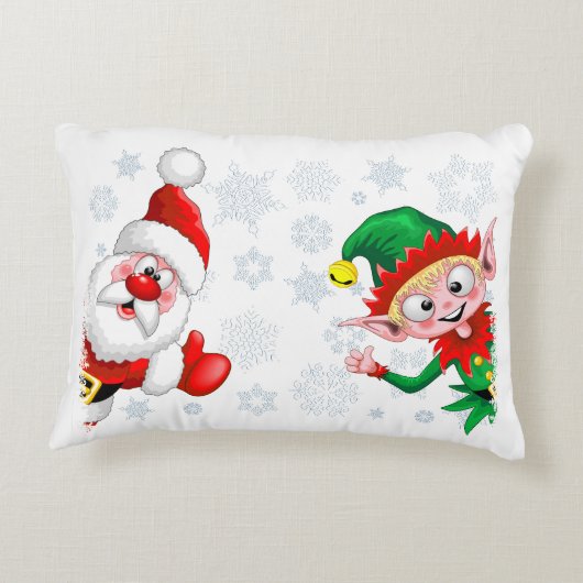 サンタと小妖精や小人のクリスマスキャラクターが急増 アクセントクッション (裏面)