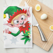 サンタと小妖精や小人のクリスマスキャラクターが急増 キッチンタオル (四つ折り)