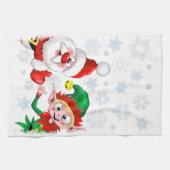 サンタと小妖精や小人のクリスマスキャラクターが急増 キッチンタオル (横)