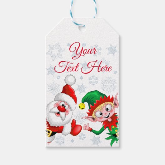 サンタと小妖精や小人のクリスマスキャラクターが急増 ギフトタグ (正面)