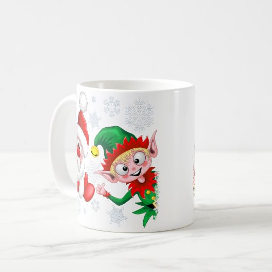 サンタと小妖精や小人のクリスマスキャラクターが急増 コーヒーマグカップ (正面左)