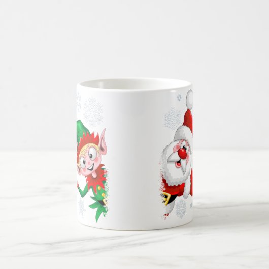 サンタと小妖精や小人のクリスマスキャラクターが急増 コーヒーマグカップ (中央)