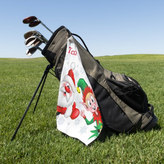 サンタと小妖精や小人のクリスマスキャラクターが急増 ゴルフタオル (グリーン)