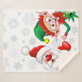 サンタと小妖精や小人のクリスマスキャラクターが急増 シェルパブランケット (正面(横))