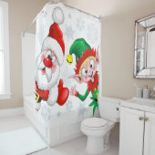 サンタと小妖精や小人のクリスマスキャラクターが急増 シャワーカーテン (インサイチュ)