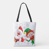 サンタと小妖精や小人のクリスマスキャラクターが急増 トートバッグ (裏面)