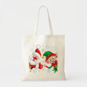 サンタと小妖精や小人のクリスマスキャラクターが急増 トートバッグ (正面)