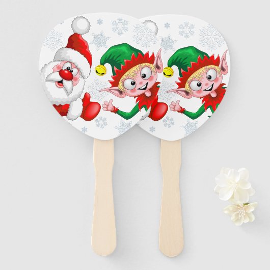サンタと小妖精や小人のクリスマスキャラクターが急増 ハンドファン (正面&裏面)