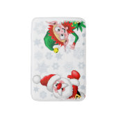 サンタと小妖精や小人のクリスマスキャラクターが急増 バスマット (正面縦)