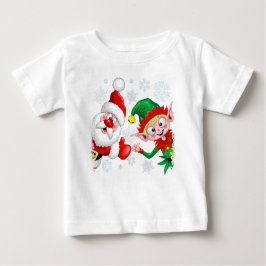 サンタと小妖精や小人のクリスマスキャラクターが急増 ベビーTシャツ