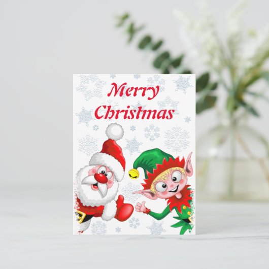 サンタと小妖精や小人のクリスマスキャラクターが急増 ポストカード (スタンド正面)