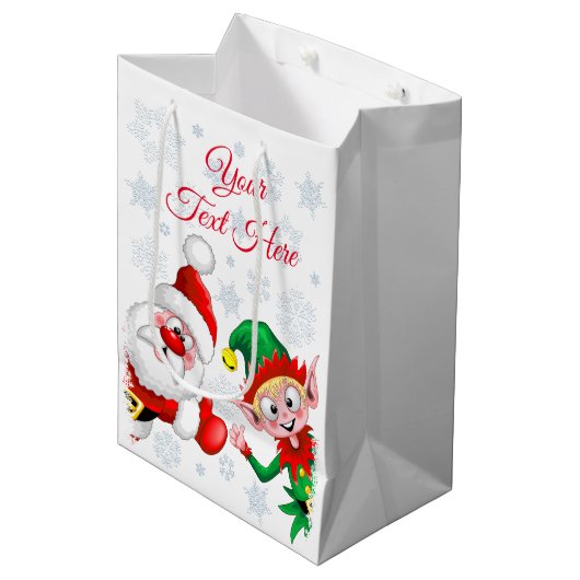 サンタと小妖精や小人のクリスマスキャラクターが急増 ミディアムペーパーバッグ (正面アングル)