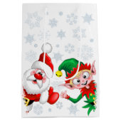 サンタと小妖精や小人のクリスマスキャラクターが急増 ミディアムペーパーバッグ (裏面)