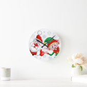 サンタと小妖精や小人のクリスマスキャラクターが急増 ラウンド壁時計 (ホーム)