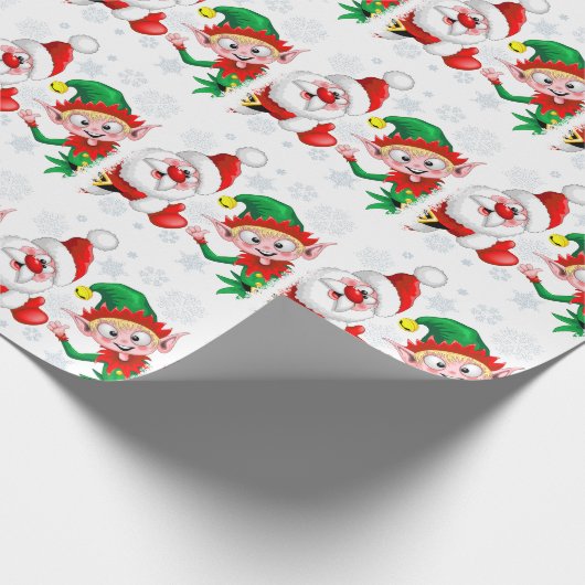 サンタと小妖精や小人のクリスマスキャラクターが急増 ラッピングペーパー (角)