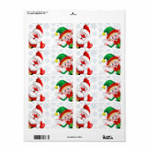 サンタと小妖精や小人のクリスマスキャラクターが急増 ラベル (フルシート)