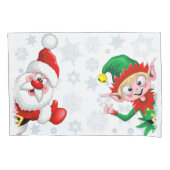 サンタと小妖精や小人のクリスマスキャラクターが急増 枕カバー (正面)