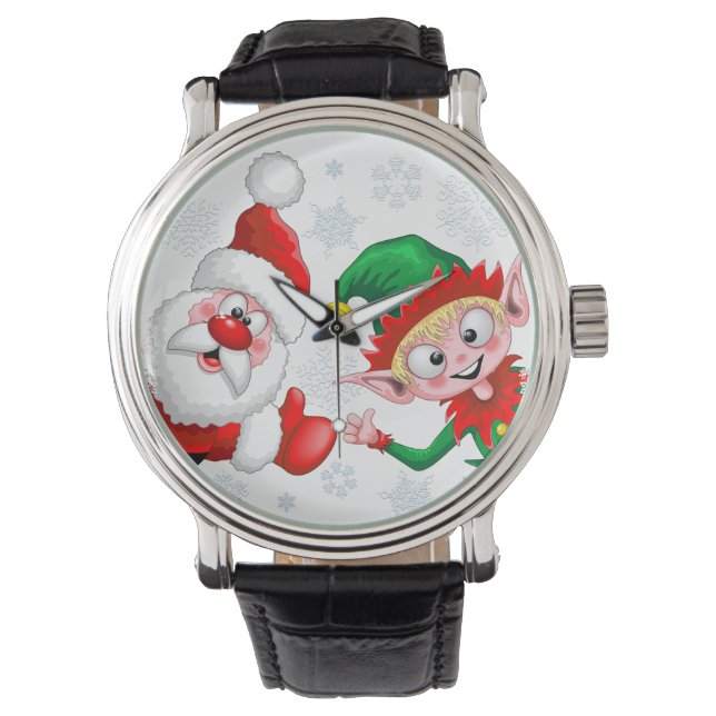 サンタと小妖精や小人のクリスマスキャラクターが急増 腕時計 (正面)