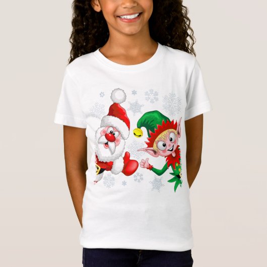 サンタと小妖精や小人のクリスマスキャラクターが急増 Tシャツ (正面)