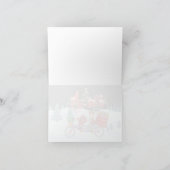 サンタと小妖精や小人のスノーバイクライドホリデーカード シーズンカード (内部)