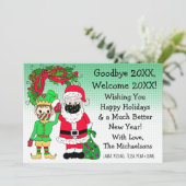 サンタと小妖精や小人インフェイスマスククリスマス カード (スタンド正面)