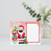 サンタと小妖精や小人インフェイスマスクSantaからの手紙空白の シーズンポストカード (スタンド正面)