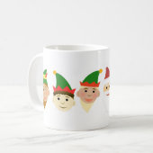サンタと小妖精や小人クリスマスホリデーコーヒーマグ コーヒーマグカップ (正面左)