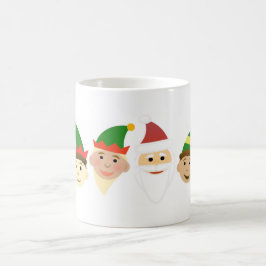 サンタと小妖精や小人クリスマスホリデーコーヒーマグ コーヒーマグカップ