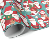 サンタと小妖精や小人ラッピング紙 ラッピングペーパー (ロールコーナー)