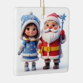 🎄 サンタと少女 冬 クリスマス ❄️ セラミックオーナメント (右)