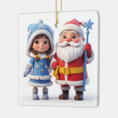🎄 サンタと少女 冬 クリスマス ❄️ セラミックオーナメント (左)