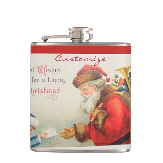 サンタと少年のヴィンテージの懐かしさ フラスク (正面)