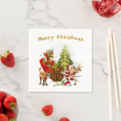 サンタと彼のそりとトナカイ スタンダードカクテルナプキン (インサイチュ)