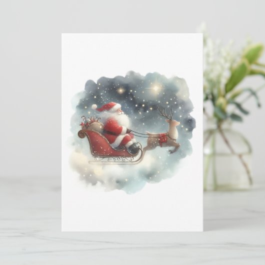 サンタと彼のそりはナイトスカイフラットカード (スタンド正面)