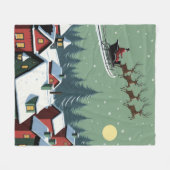 サンタと彼のそり フリースブランケット (正面(横))