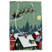 サンタと彼のそり ミディアムペーパーバッグ (正面)