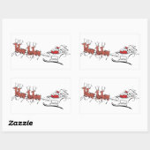 サンタと彼のそり 長方形シール (シート)