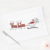 サンタと彼のそり 長方形シール (封筒)