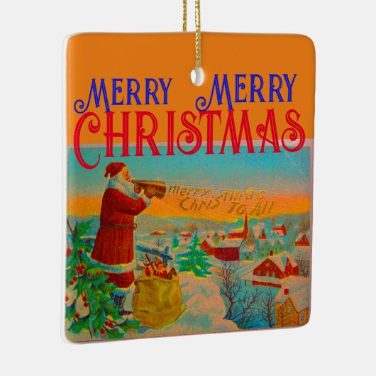 サンタと彼のクリスマスホーンオーナメント セラミックオーナメント (右)