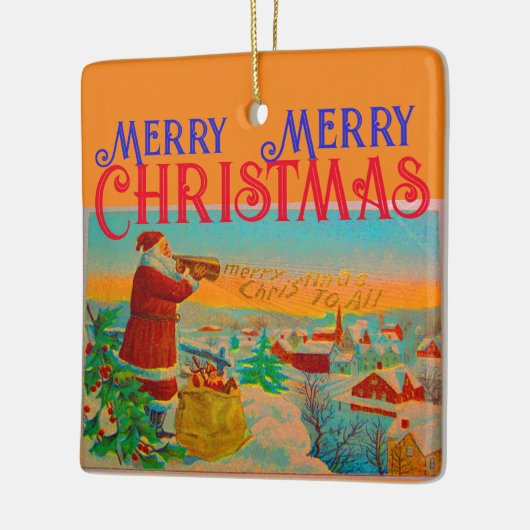 サンタと彼のクリスマスホーンオーナメント セラミックオーナメント (左)