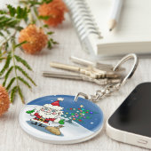 サンタと彼のトナカイのキーチェーンとのクリスマス キーホルダー (正面右)