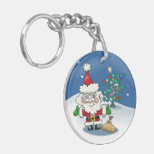 サンタと彼のトナカイのキーチェーンとのクリスマス キーホルダー (正面左)