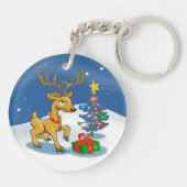 サンタと彼のトナカイのキーチェーンとのクリスマス キーホルダー (裏面)