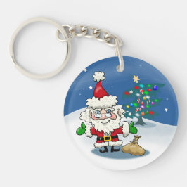 サンタと彼のトナカイのキーチェーンとのクリスマス キーホルダー