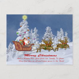 サンタと彼のトナカイのクリスマスカード シーズンポストカード